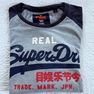 Superdry Men's Gray and Navy Crewneck Sweater